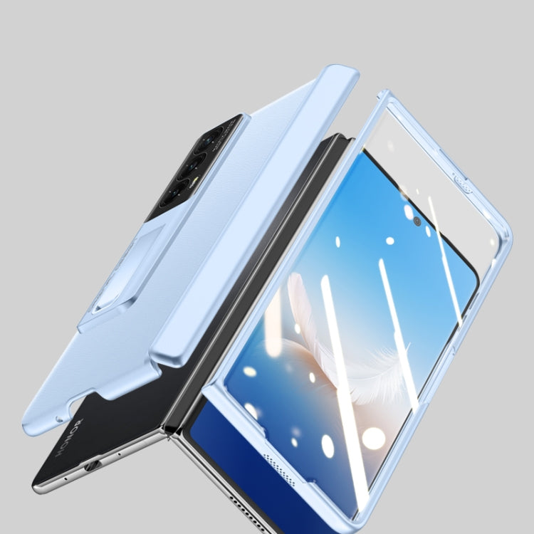 For Honor Magic Vs2 Pioneer Skin-Feel Case-film with integral hinge design, showcasing leather texture and precise openings for buttons.